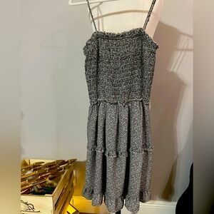 Jessica Simpson black &white mini-leopard print smocked sundress NWOT Size Lg